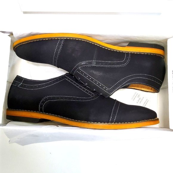 Steve Madden Leather Black Leat Flat finish Oxford Dress Shoes 10.5 New in Box